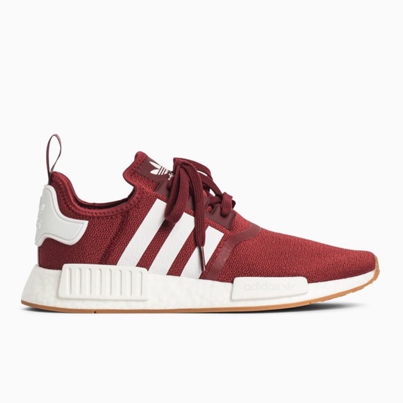 Burgundy & White Adidas Boost Sneakers